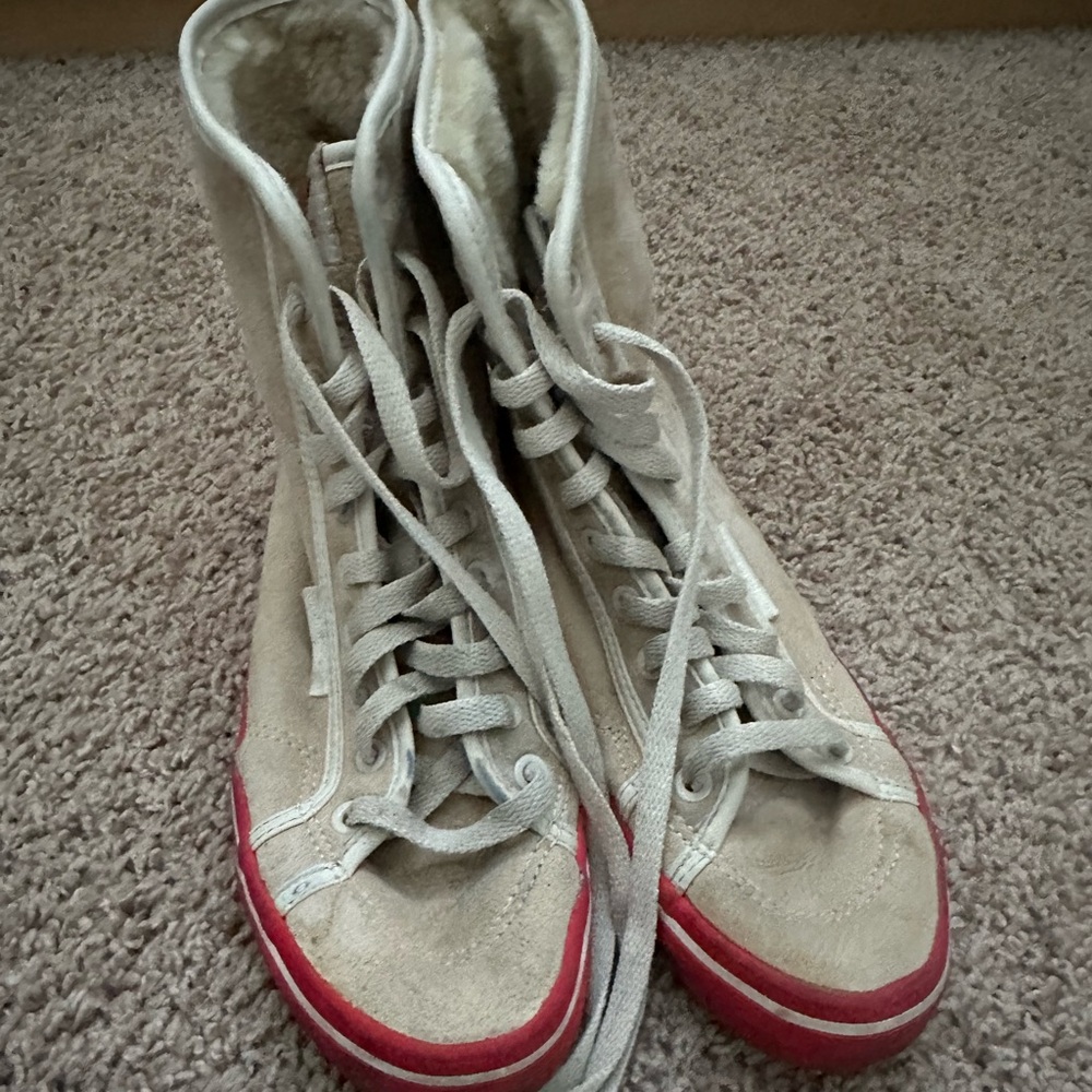 High-Top Sneakers with Red Soles